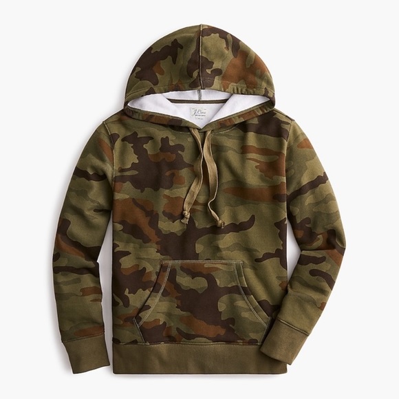 NWT J. Crew Women’s Small Camouflage Cotton Warm Mid Weight Hoodie Sweatshirt - Picture 2 of 3